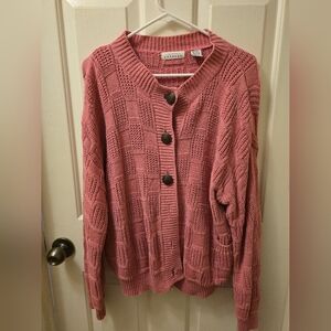 Express Textured Pink Cardigan with Button Accents
